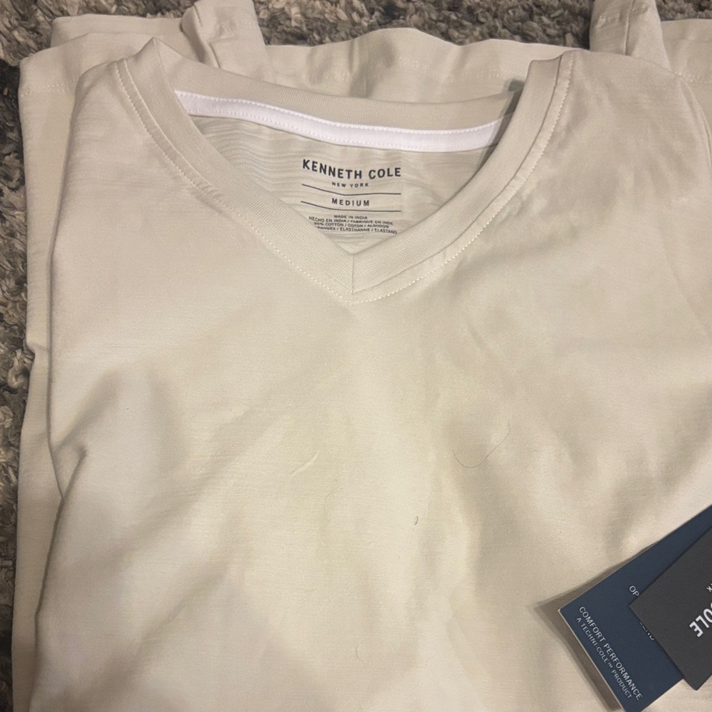 Kenneth Cole Beige V-Neck Tee